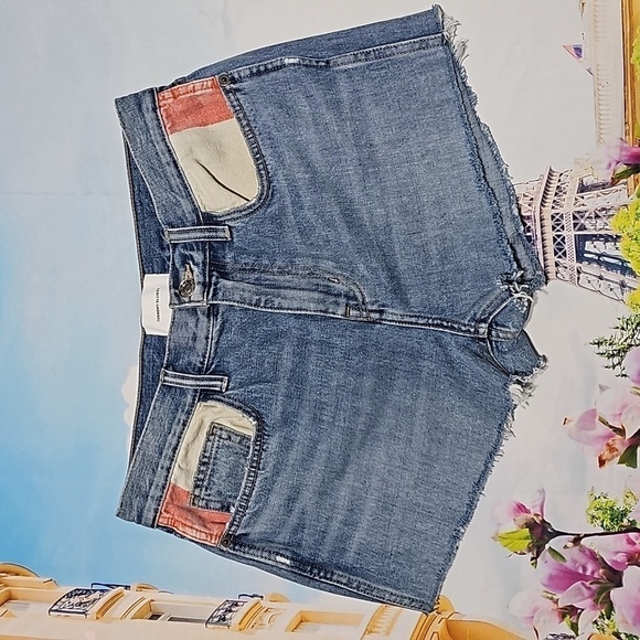 Current/Elliott High-Waisted Raw Hem Denim Cut Off Shorts‎ Size 29 - Picture 2 of 7
